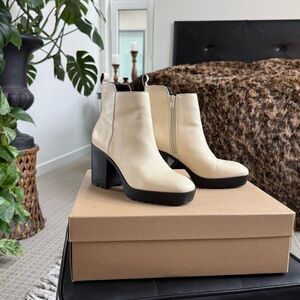 Lucky Brand Cream Leather Boots